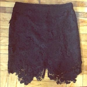 Black lace detail mini skirt